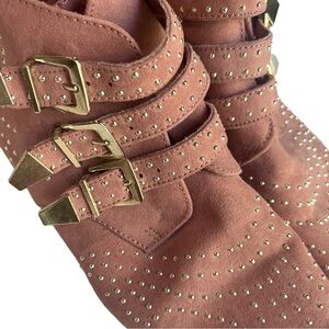 Pink Suede and Gold Booties